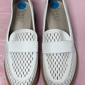 NEW-Franco Sarto-Women-ALISON-White leather block heel Shoes.Sz-7.5M,Vietnam.